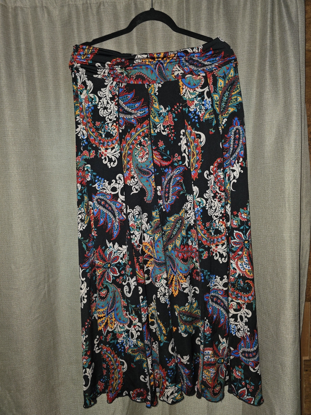 Cato Black Maxi Skirt with Colorful Paisley Print